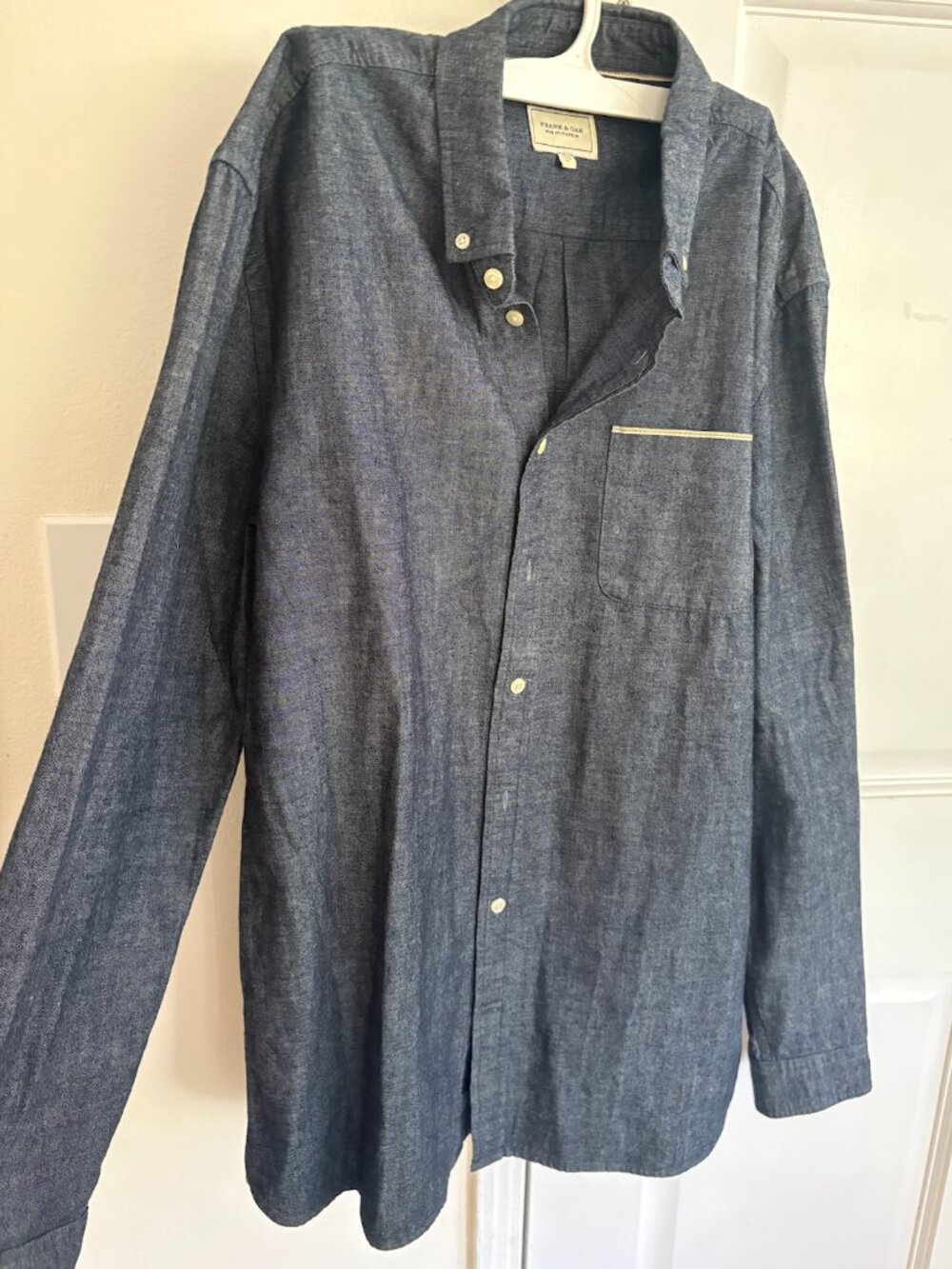 Frank & Oak Men's Navy Blue button shirt down L